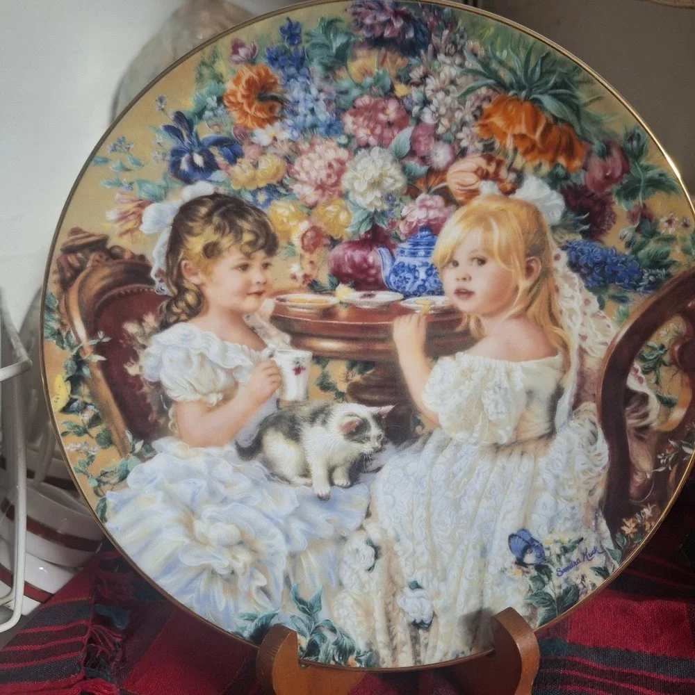 Sandra Kuck The Tea Party Reco 1991 Collector Plate Hearts and Flowers 153M